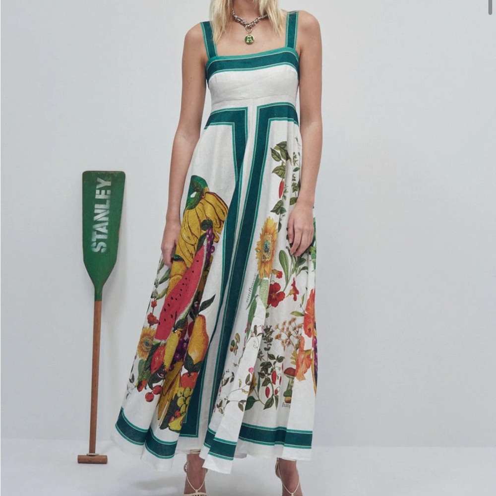 ALEMAIS Floral Maxi Dress with Green Accents